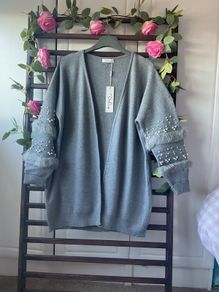 cardigan bnwt grey edge to edge cardigan size 10 embellished