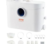 Macerator Pump, 700W, 9600 L/h Flow, 32.8 ft/10 m Head, Macerator Sewerage Sump Pump with 3 Water Inlets for Toilet, Basement, Kitchen, Sink, Shower, Bathtub Waste Water Disposal Upflush Machine