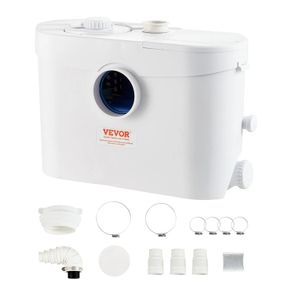 Macerator Pump, 700W, 9600 L/h Flow, 32.8 ft/10 m Head, Macerator Sewerage Sump Pump with 3 Water Inlets for Toilet, Basement, Kitchen, Sink, Shower, Bathtub Waste Water Disposal Upflush Machine