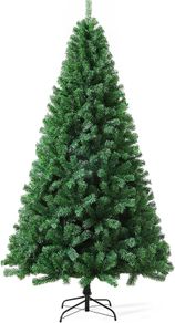 6ft Artificial Christmas Tree 900 Tips Bushy Xmas Tree with Fire Retardant PVC Tips and Metal Stand