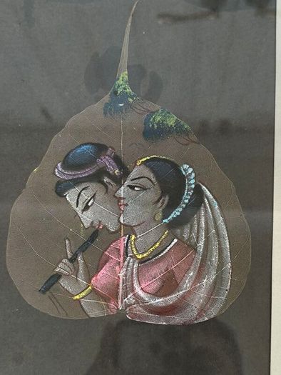 Framed Vintage Indian Peepal Leaf Paintings