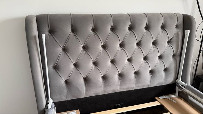 Grey Velvet King 5 Bed Frame