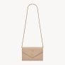 YSL Classic Cassandre Chain Wallet In Grain De Poudre Leather Dark Beige Image 2