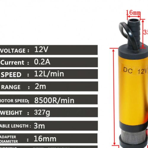 26532 Portable Mini 12V DC Electric Submersible Pump For Pumping Diesel Oil Water 12L/min Fuel Transfer Pump