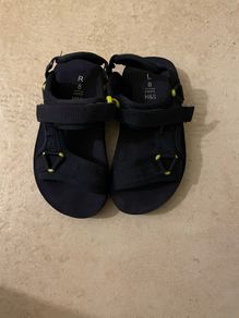 m&s navy and yellow velcro sandals flip flops size 8