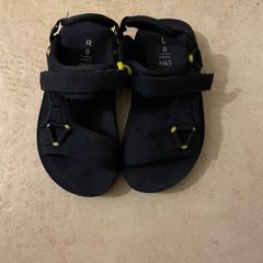 m&s navy and yellow velcro sandals flip flops size 8