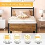 Single Bed Frames with Wood Headboard 31.5cm Metal Platform Bed Frame with Storage Sturdy Non-Slip Without Noise No Box Spring Needed Black & Rustic Brown Image 6