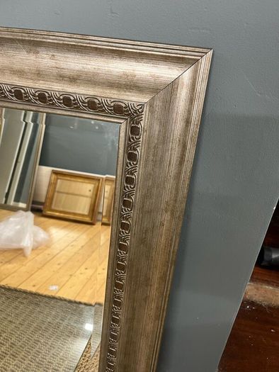 Brushed Silver wood framed mirror for Hallway