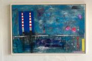 Large Original Painting Contemporary Art Poolbeg Chimneys Modern Irish abstract art Framed