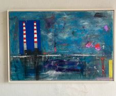 Large Original Painting Contemporary Art Poolbeg Chimneys Modern Irish abstract art Framed