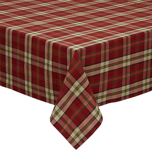 DII Christmas plaid , 4-6 seats  Tablecloth  for Holiday, Family Gatherings, & Christmas Dinner, 100% Cotton , Campfire style  132.1cm (L) x 132.1cm (W ) (52 x 52 in)