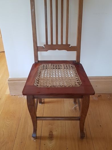Antique Vintage Chair with Rattan Woven Seat Pad