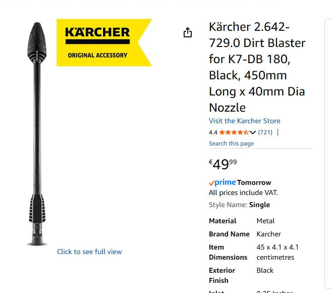 Karcher Dirt Blaster for K7-DB 180, Black, 450mm Long