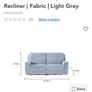 3 Seater Fabric Electric Recliner Sofa Light Grey Image 9