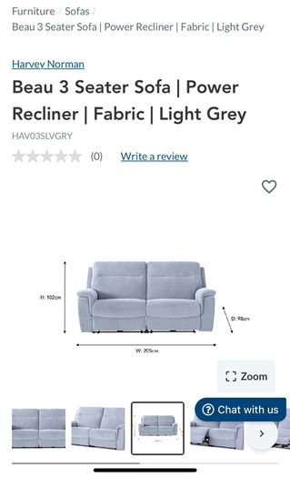 3 Seater Fabric Electric Recliner Sofa Light Grey