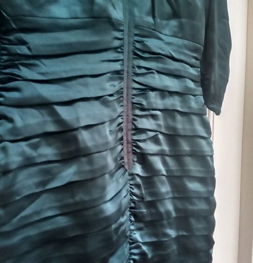 Coast pleated dress, dark green 12 UK