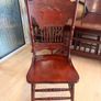 HIGH END VINTAGE Solid Oak Pressed Back Rustic Country Style Dining Side Chairs and Table. Image 3