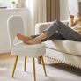 Small Storage Vanity Stool with Folding Backrest, 12.99" x 13.78" x 31.5" Square Teddy Velvet Ottoman, Makeup Chair for Living Room, 4 Metal Legs with Anti-Slip Feet, White Image 7