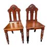 CLEARANCE: PAIR of antique 19th century Victorian Gothic mahogany hall chairs Image 5