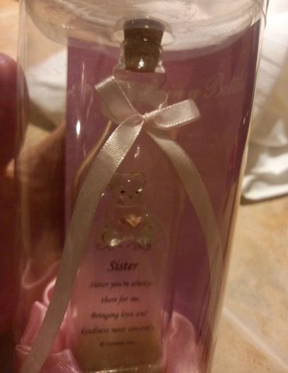 Sister teddy in a bottle ornament