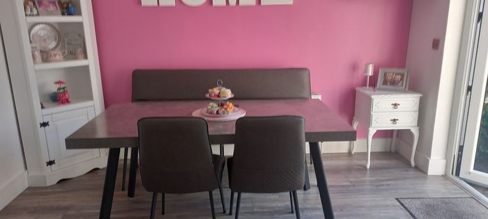 kitchen table and chairs and bench