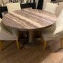 marble round dining table. And chairs Image 3