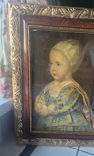 Vintage glass gold framed print of Baby Stuart by Anthony Van Dyke