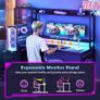 Gaming Desk with Drawers & Display Shelves, 138/48 cm Computer Desk with LED Lights & Sockets, Reversible PC Gaming Table with Monitor Stand, Carbon Fiber Black Image 7