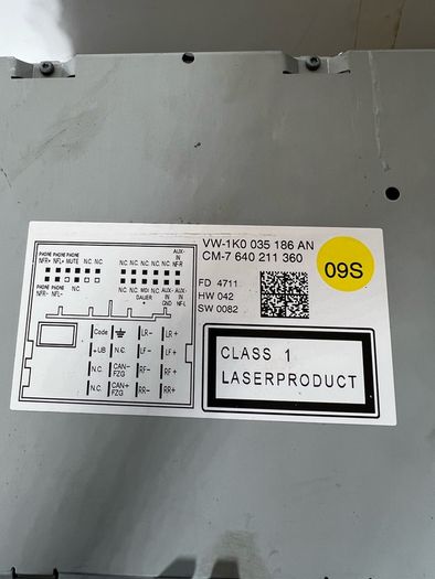 Volkswagen Golf Radio/cd/stereo Head Unit 2012 5 Door 1k0035186an  A1l2b85s