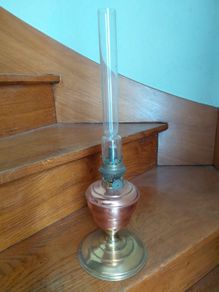 Antique French copper/brass oil lamp works