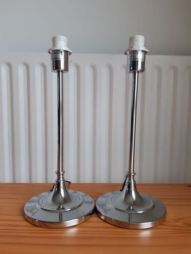 Pair of Lamps, Matching Set of 2 Chrome Lamps (Add your own Shades)