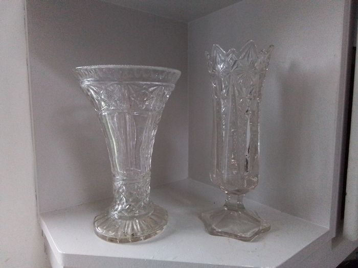 Two Pressed Glass Vases