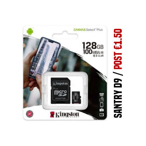 Kingston 128GB Class 10 MicroSD Card SDXC UHS-1 U1 V10 A1 Memory with Adapter - 128G