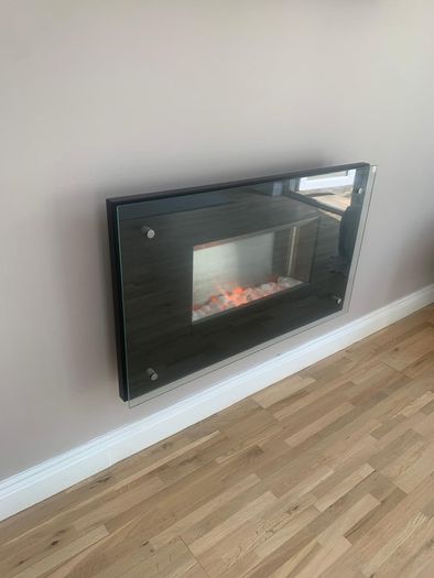 Modern wall-mounted electric fire.