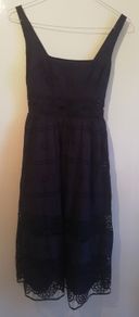ASOS Ladies Navy Dress With Lace Trim Lined Sleeveless New With Tags Size UK4 CAN POST