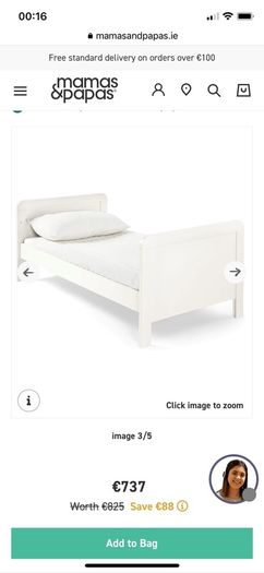 Heaton Cot Bed  and premium dual core cod-bed mattress