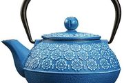 Cast Iron Teapot, 900ml Tetsubin Japanese Tea Kettle with Infuser for Loose Leaf and Tea Bags, Tea Pot Coated with Enameled Interior, Dark Blue