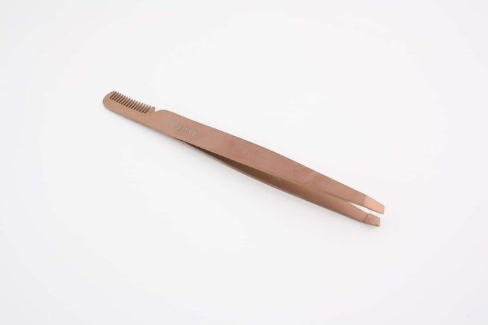 Professional Eyebrow Tweezers with Comb ingrown Hair Plucking Eyelashes Extension Tweezers Personal Grooming Instruments Stainless Steel from Real Edge (Copper)