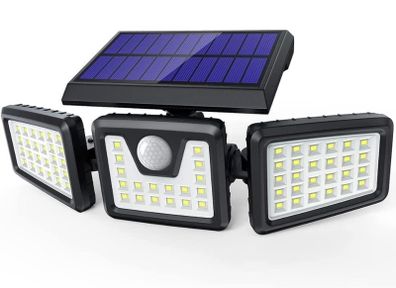 Solar Lights Outdoor 3 Heads, Claoner Upgraded 128 LED Solar Motion Sensor Security Light with 360 Degree Wide Lighting Angle, Easy to Install, IP65 Waterproof Durable Solar Powered Flood Lights for Outside (FREE POSTAGE)