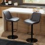 Bar Stools Set of 2 PU leather Waterproof Swivel Barstools with Backrest, Dark Grey Image 2