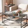 Coffee Table Set Modern Coffee Table with Adjustable Storage Shelf 123CM Industrial Sofa Side Tables for Living Room Modern Nesting Tables Rustic Brown (FREE POSTAGE) Image 5