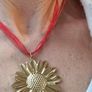 red cord rope satin necklace chain big daisy flower pendant Image 3