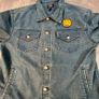 WESC Streetwear Mens Med Hardcore Happiness Smiley Face Denim Trucker Jacket Image 7