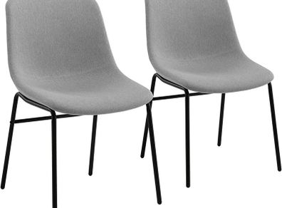 Dining Chair Set of 2pcs with Solid Iron Legs, Desk Chairs with Soft Seat Cushion, Suit for Living Room & Bedroom, Gray (FREE POSTAGE)