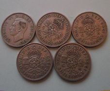 Great Britain. George VI. 5 Florins. Run of the years (1947-1951)