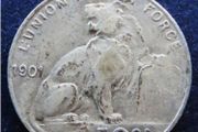 Silver coin 1901 Belgium 50 centimes | King Leopold II
