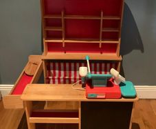 Wooden children's mini-market/shop with chalkboard including accessories