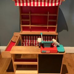 Wooden children's mini-market/shop with chalkboard including accessories