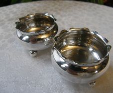 Pair Antique Victorian Sterling Silver Salt Cellars, Birmingham 1888, Deakin & Francis, 38.8g