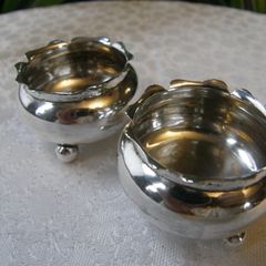 Pair Antique Victorian Sterling Silver Salt Cellars, Birmingham 1888, Deakin & Francis, 38.8g